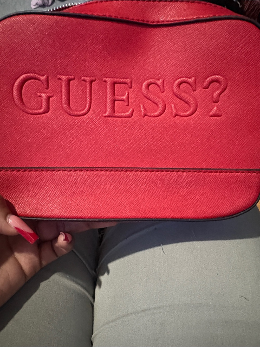 GUESS Red Embossed Logo Crossbody Bag